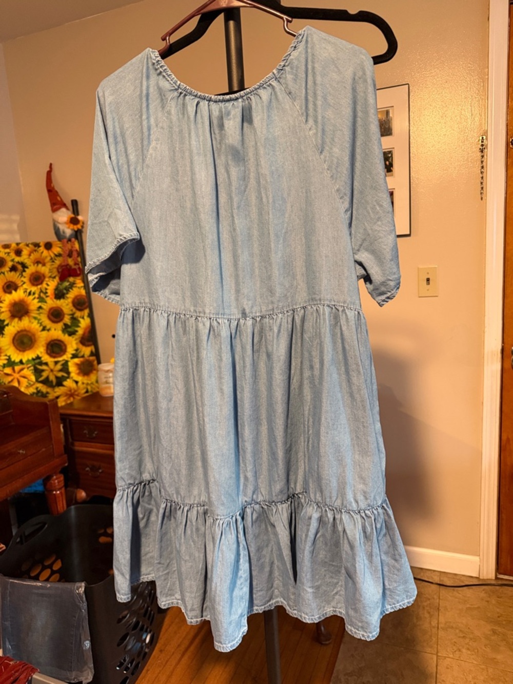 a.n.a Light Wash Denim Babydoll Dress - Picture 3 of 4